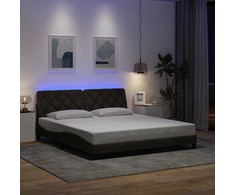 Lovos rėmas su LED be čiužinio, tamsiai rudas, 180x200 cm