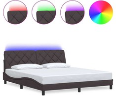 Lovos rėmas su LED be čiužinio, tamsiai rudas, 180x200 cm