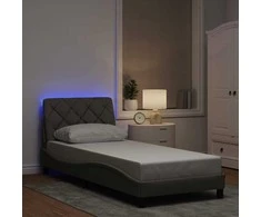 Lova Lovos rėmas su LED be čiužinio, taupe, 90x190 cm, audinys