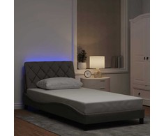 Lovos rėmas su LED be čiužinio, taupe spalvos, 100x200 cm