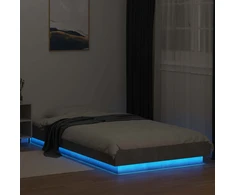 Lova Lovos rėmas su LED Betono pilka 80 x 200 cm Apdirbta mediena