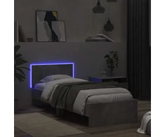 Lova Lovos rėmas su LED Betono pilka 80 x 200 cm Apdirbta mediena