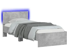Lova Lovos rėmas su LED Betono pilka 80 x 200 cm Apdirbta mediena