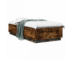 Lova Lovos rėmas su LED Dūminio ąžuolo 80 x 200 cm Apdirbta mediena