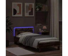 Lova Lovos rėmas su LED Dūminio ąžuolo 80 x 200 cm Apdirbta mediena