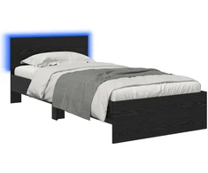 Lova Lovos rėmas su LED Juodojo ąžuolo 80 x 200 cm Apdirbta mediena