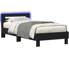 Lova Lovos rėmas su LED Juodojo ąžuolo 80 x 200 cm Apdirbta mediena