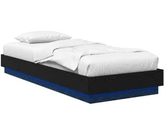 Lova Lovos rėmas su LED Juodojo ąžuolo 80 x 200 cm Apdirbta mediena