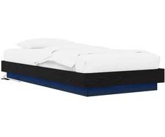Lova Lovos rėmas su LED Juodojo ąžuolo 80 x 200 cm Apdirbta mediena