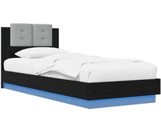 Lova Lovos rėmas su LED Juodojo ąžuolo 80 x 200 cm Apdirbta mediena