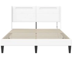 Lovos rėmas su LED juostelėmis Balta 140 x 200 cm Dirbtinė oda