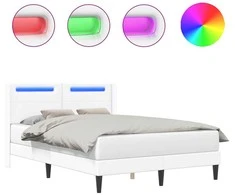 Lova Lovos rėmas su LED juostelėmis Balta 120 x 200 cm Dirbtinė oda