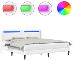 Lova Lovos rėmas su LED juostelėmis Balta 180 x 200 cm Dirbtinė oda