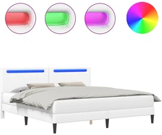 Lova Lovos rėmas su LED juostelėmis Balta 180 x 200 cm Dirbtinė oda