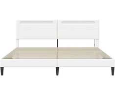 Lovos rėmas su LED juostelėmis Balta 180 x 200 cm Dirbtinė oda