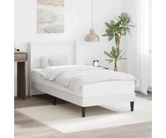 Lova Lovos rėmas su LED juostelėmis Balta 90 x 200 cm Dirbtinė oda