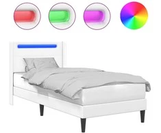 Lova Lovos rėmas su LED juostelėmis Balta 90 x 200 cm Dirbtinė oda