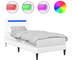 Lova Lovos rėmas su LED juostelėmis Balta 80 x 200 cm Dirbtinė oda