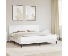 Lova Lovos rėmas su LED juostelėmis Balta 180 x 200 cm Dirbtinė oda