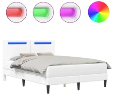 Lova Lovos rėmas su LED juostelėmis Balta 160 x 200 cm Dirbtinė oda