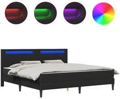 Lova Lovos rėmas su LED juostelėmis Juoda 200 x 200 cm Dirbtinė oda