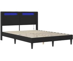 Lova Lovos rėmas su LED juostelėmis Juoda 120 x 200 cm Dirbtinė oda