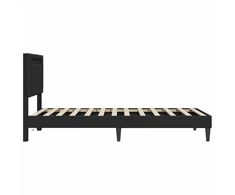 Lova Lovos rėmas su LED juostelėmis Juoda 90 x 190 cm Dirbtinė oda