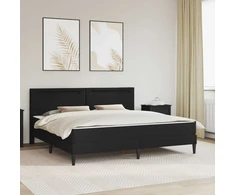 Lova Lovos rėmas su LED juostelėmis Juoda 180 x 200 cm Dirbtinė oda