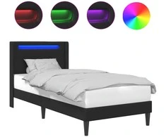 Lova Lovos rėmas su LED juostelėmis Juoda 80 x 200 cm Dirbtinė oda