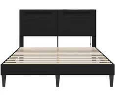 Lova Lovos rėmas su LED juostelėmis Juoda 120 x 190 cm Dirbtinė oda