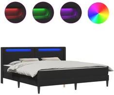 Lova Lovos rėmas su LED juostelėmis Juoda 180 x 200 cm Dirbtinė oda