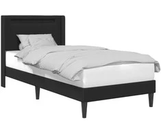Lova Lovos rėmas su LED juostelėmis Juoda 90 x 190 cm Dirbtinė oda