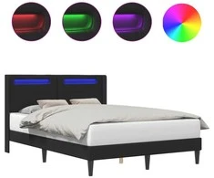 Lova Lovos rėmas su LED juostelėmis Juoda 120 x 200 cm Dirbtinė oda
