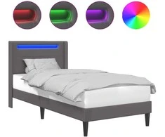 Lova Lovos rėmas su LED juostelėmis Pilka 80 x 200 cm Dirbtinė oda