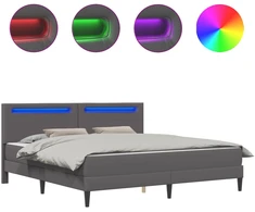 Lova Lovos rėmas su LED juostelėmis Pilka 180 x 200 cm Dirbtinė oda