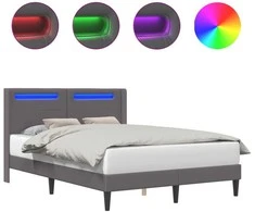 Lova Lovos rėmas su LED juostelėmis Pilka 120 x 190 cm Dirbtinė oda
