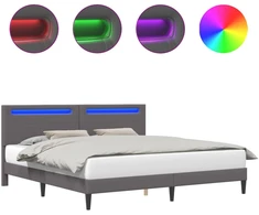 Lova Lovos rėmas su LED juostelėmis Pilka 180 x 200 cm Dirbtinė oda