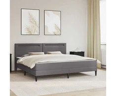 Lova Lovos rėmas su LED juostelėmis Pilka 200 x 200 cm Dirbtinė oda