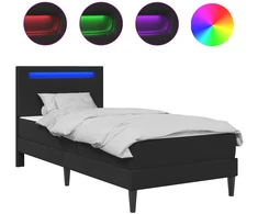 Lova Lovos rėmas su LED juostelėmis Juoda 80 x 200 cm Dirbtinė oda
