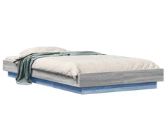 Lova Lovos rėmas su LED Pilka Sonoma 80 x 200 cm Apdirbta mediena
