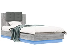 Lova Lovos rėmas su LED Pilka Sonoma 80 x 200 cm Apdirbta mediena