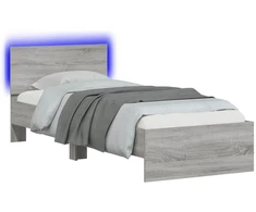 Lova Lovos rėmas su LED Pilka Sonoma 80 x 200 cm Apdirbta mediena