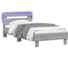 Lova Lovos rėmas su LED Pilka Sonoma 80 x 200 cm Apdirbta mediena