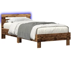 Lova Lovos rėmas su LED Sendintos medienos 80 x 200 cm