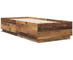 Lova Lovos rėmas su LED Sendintos medienos 80 x 200 cm