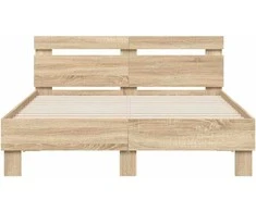 Lova Lovos rėmas su LED Sonoma 137 x 190 cm Apdirbta mediena