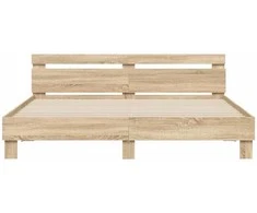 Lova Lovos rėmas su LED Sonoma 193 x 203 cm Apdirbta mediena