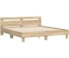 Lova Lovos rėmas su LED Sonoma 193 x 203 cm Apdirbta mediena