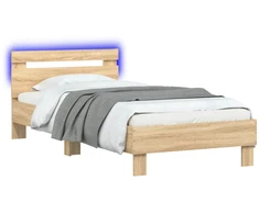 Lova Lovos rėmas su LED Sonoma ąžuolas 80 x 200 cm Apdirbta mediena