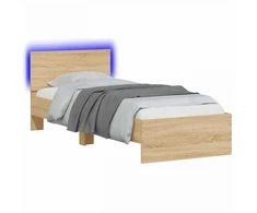 Lova Lovos rėmas su LED Sonoma ąžuolas 80 x 200 cm Apdirbta mediena